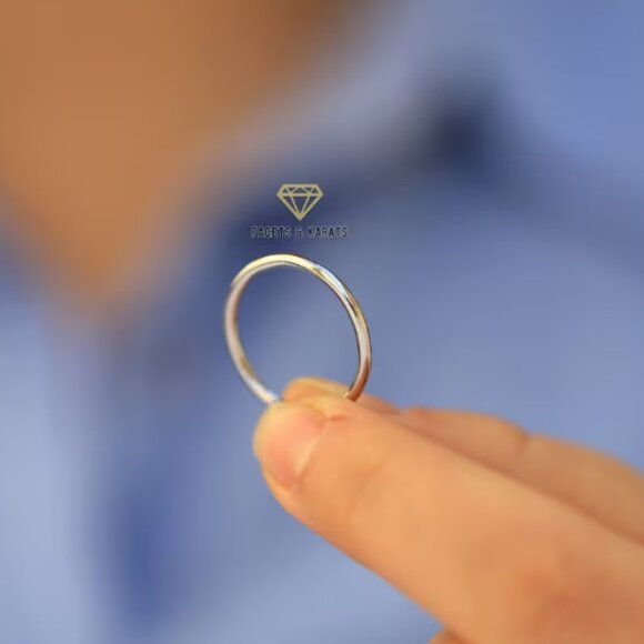 Solid Platinum Wedding Band Thin Handmade Size